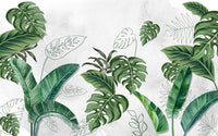 Échantillon, Design SL0442, Papier peint panoramique Palmier Tropical Vert - Collection 2 - Sur mesure
