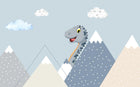 Design SL0445 — Papier peint Dinosaure mignon montagnes nuages cartoon — Novomur