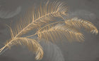 Design SL0446 — Papier peint Plumes palmes dorees fond gris luxe — Novomur
