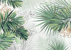 Design SL0448 — Papier peint Palmes fougeres contours blanc minimaliste — Novomur