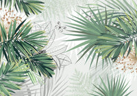 Échantillon, Design SL0448, Papier peint panoramique Palmier Tropical Vert - Collection 1 - Sur mesure
