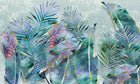 Design SL0450 — Papier peint Bananiers palmes multicolores aquarelle pop — Novomur