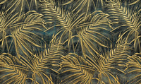 Échantillon, Design SL0455, Papier peint panoramique Palmier Tropical Doré Luxe - Collection 2 - Sur mesure