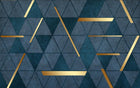 Design SL0464 — Papier peint Triangles bleu marine barres dorees art deco — Novomur