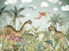 Design SL0485 — Papier peint Dinosaures jungle prehistorique aquarelle — Novomur