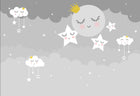 Design SL0517 — Papier peint Lune nuages etoiles souriantes enfant — Novomur