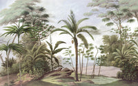 Échantillon, Design SL0521, Papier peint panoramique Palmier Tropical Vintage Sépia - Sur mesure