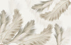 Design SL0547 — Papier peint Plumes beige duveteuses fond blanc — Novomur