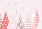 Design SL0554 — Papier peint Montagnes roses motifs montgolfieres enfant — Novomur