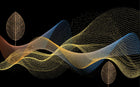 Design SL0586 — Papier peint Vagues pointillees dorees fond noir feuilles — Novomur