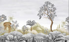 Design SL0595 — Papier peint Paysage pittoresque temple pavillon pastel — Novomur