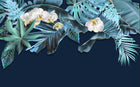 Design SL0610 — Papier peint Palmes monstera bleues orchidees fond marine — Novomur