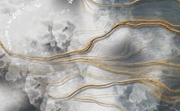 Échantillon, Design SL0614, Papier peint panoramique Marbre Noir et Or Luxe - Collection 2 - Sur mesure