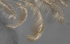 Design SL0615 — Papier peint Plumes palmes dorees bouquet gris — Novomur