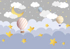 Design SL0618 — Papier peint Montgolfieres nuages lune etoiles enfant — Novomur