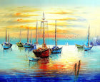 Design SL0622 — Papier peint Voiliers mer coucher soleil peinture — Novomur