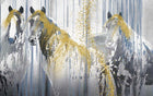 Design SL0636 — Papier peint Chevaux blancs touches dorees abstrait — Novomur