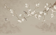 Papier peint panoramique Cerisier Blanc et Prunier - Sur mesure