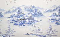Échantillon, Design SL0725, Papier peint panoramique Asie Encre Bleue - Collection 2 - Sur mesure