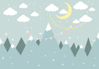Design SL0740 — Papier peint Montagnes lune fanions etoiles enfant — Novomur