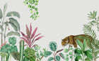 Design SL0778 — Papier peint Leopard jungle plantes diverses aquarelle — Novomur