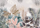 Design SL0787 — Papier peint Feuilles tropicales rose bleu beige doux — Novomur
