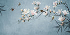 Design SL0791 — Papier peint Magnolias roses oiseaux bambou bleu pastel — Novomur