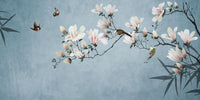 Échantillon, Design SL0791, Papier peint panoramique Magnolia & Oiseaux - Collection 3 - Sur mesure