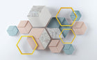 Design SL0796 — Papier peint Cubes hexagones 3D rose marbre — Novomur