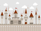 Design SL0798 — Papier peint Chateaux medievaux drapeaux enfant — Novomur