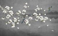 Échantillon, Design SL0812, Papier peint panoramique Magnolia & Oiseaux - Collection 3 - Sur mesure