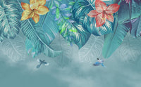 Échantillon, Design SL0813, Papier peint panoramique Palmier Tropical Pop Art Vif - Sur mesure