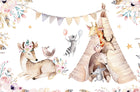 Design SL0817 — Papier peint Cerfs lapins tipi guirlande aquarelle enfant — Novomur