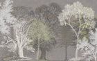 Design SL0829 — Papier peint Foret arbres gravure blanc fond taupe — Novomur