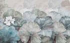 Design SL0837 — Papier peint Lotus aquarelle bleu pastel beige — Novomur