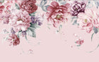 Design SL0838 — Papier peint Pivoines pourpres roses fond rose — Novomur
