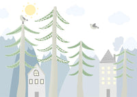 Échantillon, Design SL0840, Papier peint panoramique Forêt Pins et Sapins - Collection 3 - Sur mesure