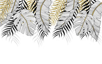 Échantillon, Design SL0842, Papier peint panoramique Palmier Tropical Doré Luxe - Collection 2 - Sur mesure