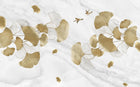 Design SL0848 — Papier peint Ginkgo dores oiseaux fond marbre — Novomur