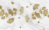 Échantillon, Design SL0848, Papier peint panoramique Botanique Feuilles Dorées - Sur mesure