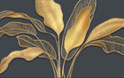Design SL0889 — Papier peint Bananier dore relief fond gris fonce — Novomur
