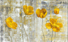 Design ZX0079 — Papier peint Coquelicots jaunes huile fond gris grunge — Novomur