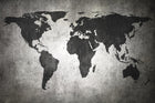 Design ZX0129 — Papier peint Carte monde noire fond grunge gris — Novomur