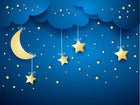 Design ZX0143 — Papier peint Lune etoiles nuages ciel nuit enfant — Novomur