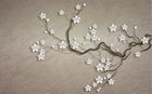Design ZX0251 — Papier peint Branche fleurs blanches relief beige — Novomur
