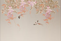 Échantillon, Design ZX0471, Papier peint panoramique Magnolia & Oiseaux - Sur mesure