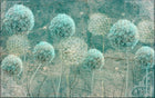 Design ZX0498 — Papier peint Pissenlits turquoise grunge texture — Novomur