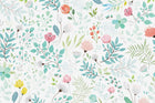 Design ZX0505 — Papier peint Fleurs feuillages multicolores stylise scrapbook — Novomur