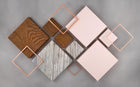Design ZX0516 — Papier peint Carres bois marbre rose cuivre mid-century — Novomur