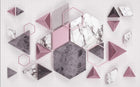 Design ZX0521 — Papier peint Hexagones triangles rose marbre — Novomur